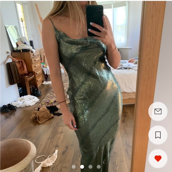 Rat & Boa Alessandra slip dress green gold maxi slip **message before purchasing - Picture 4 of 6